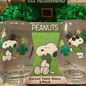 Snoopy Peanuts St. Patricks Day Glass Set